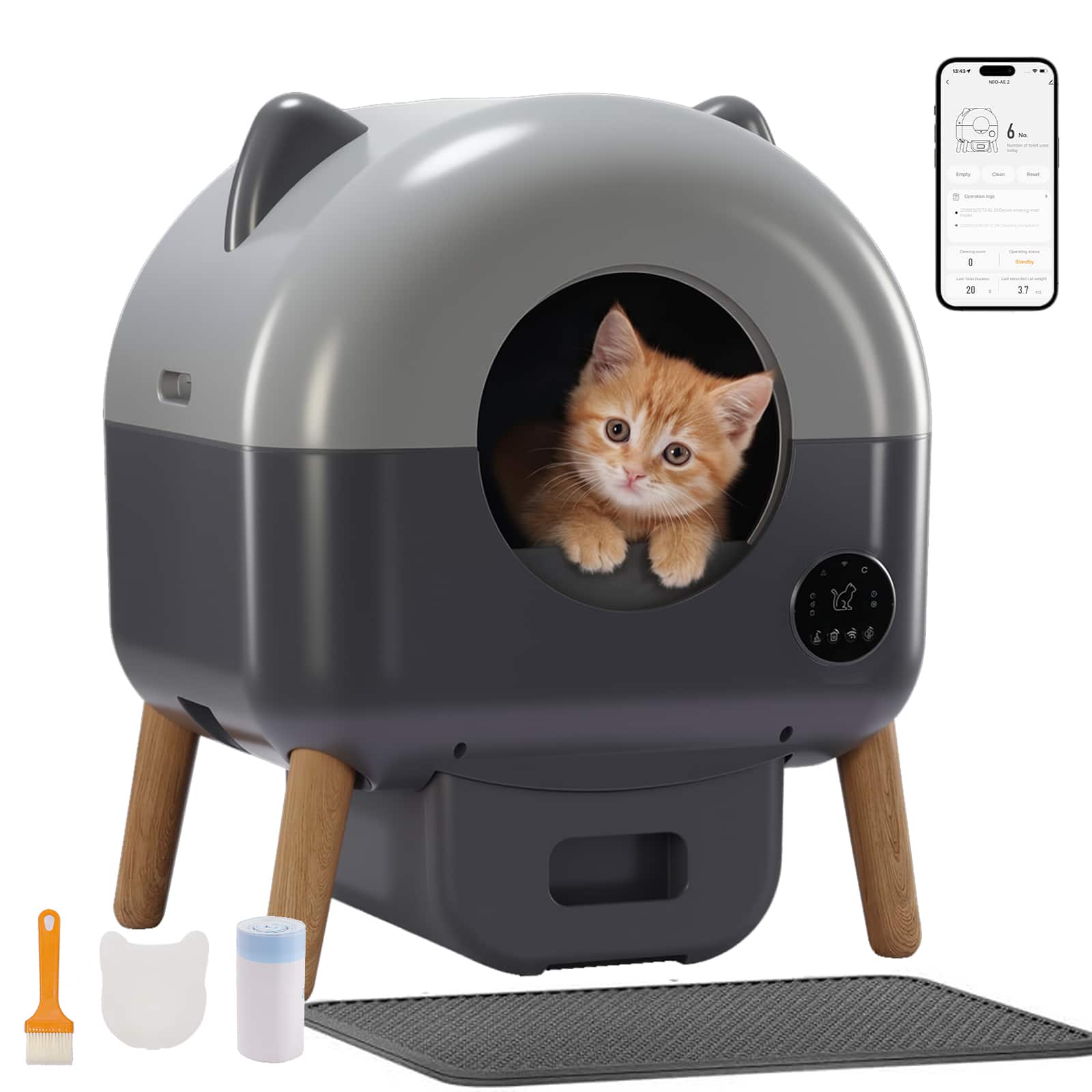CloudRest Pro - Self Cleaning Litter Box Ultra-Quiet Automatic Cat Litter Box - APP Control - Gray price history on PriceWatchPro