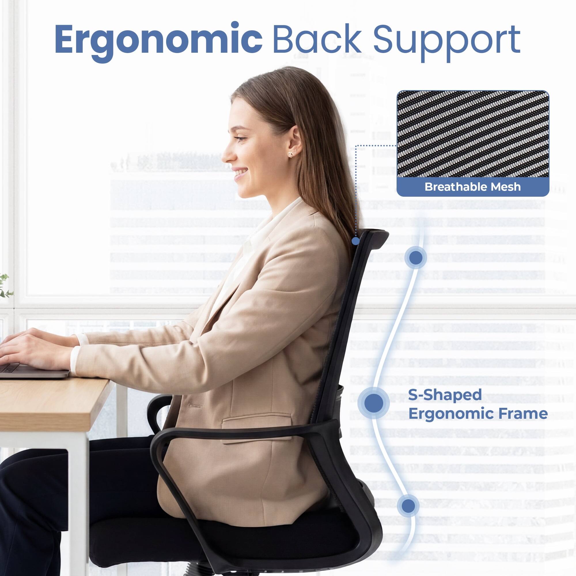 Ergonomic Back Support  
Breathable Mesh  
S-Shaped Ergonomic Frame