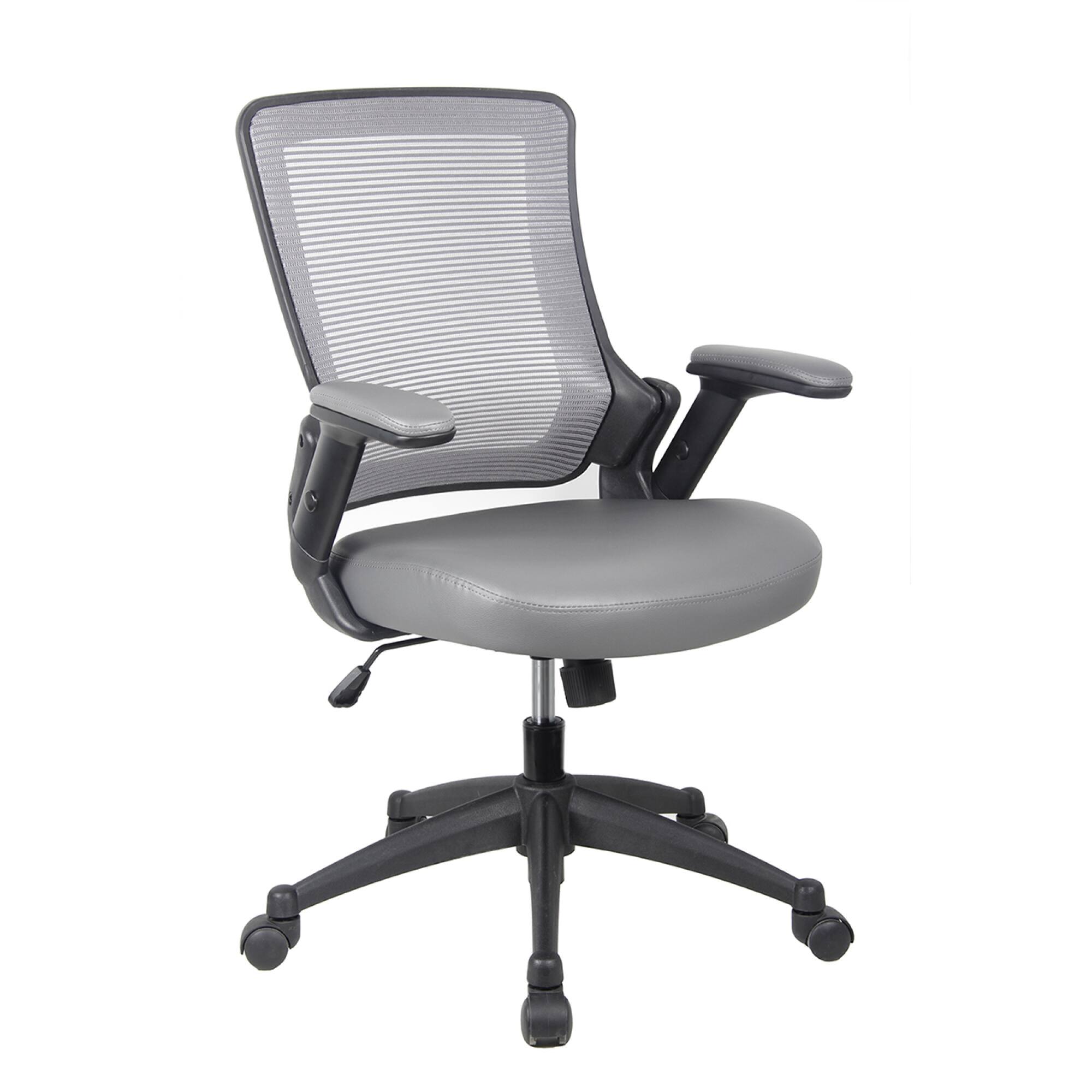 GOODSILO - Mid-Back Mesh Task Office Chair with Adjustable Arms and Reclining Backrest - Gray - Thumbnail 3