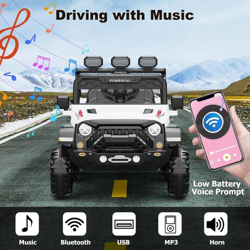 Driving with Music

- Powerful
- Low Battery Voice Prompt

Features:
- Music
- Bluetooth
- USB
- MP3
- Horn