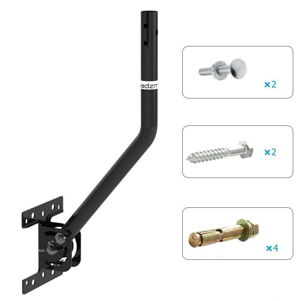 Winado - Adjustable Outdoor TV Antenna Satellite Dish J Pole Mount Base Bracket - Black