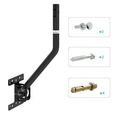 Front. Winado - Adjustable Outdoor TV Antenna Satellite Dish J Pole Mount Base Bracketfor for Roof/ Wall Installation Hardware Included - Black.