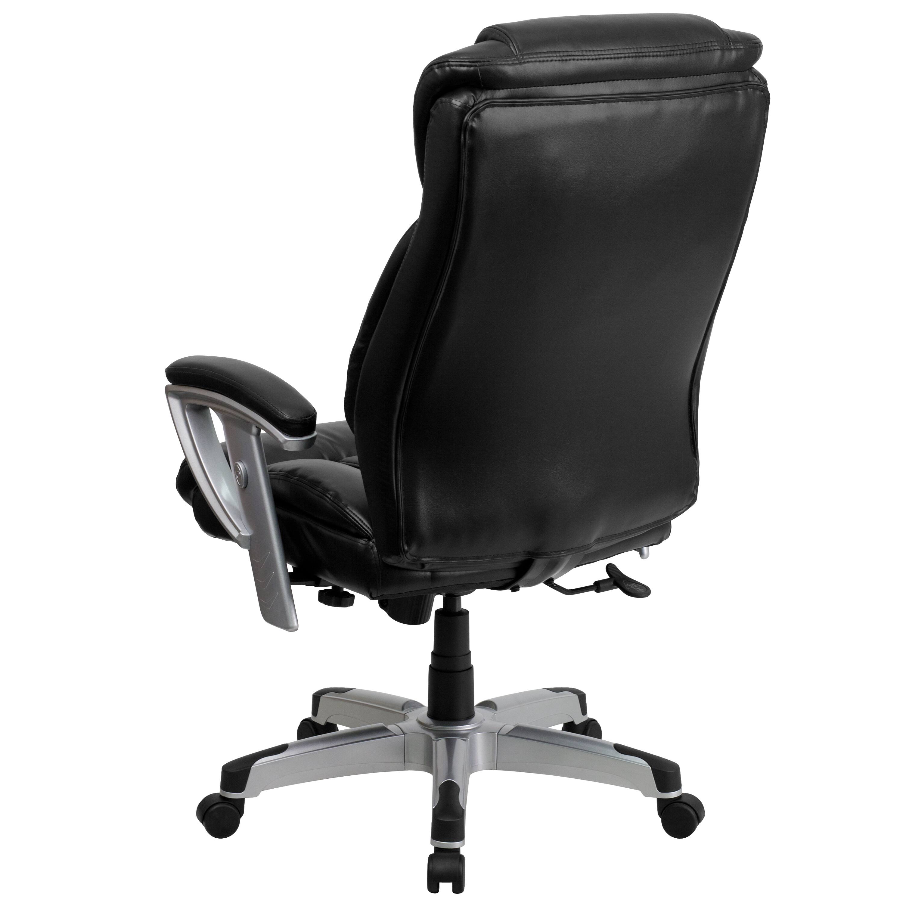 Alt View 5. Emma + Oliver - 400 lb. Big & Tall High Back Ergonomic Office Chair, Silver Adjustable Arms - Black LeatherSoft.