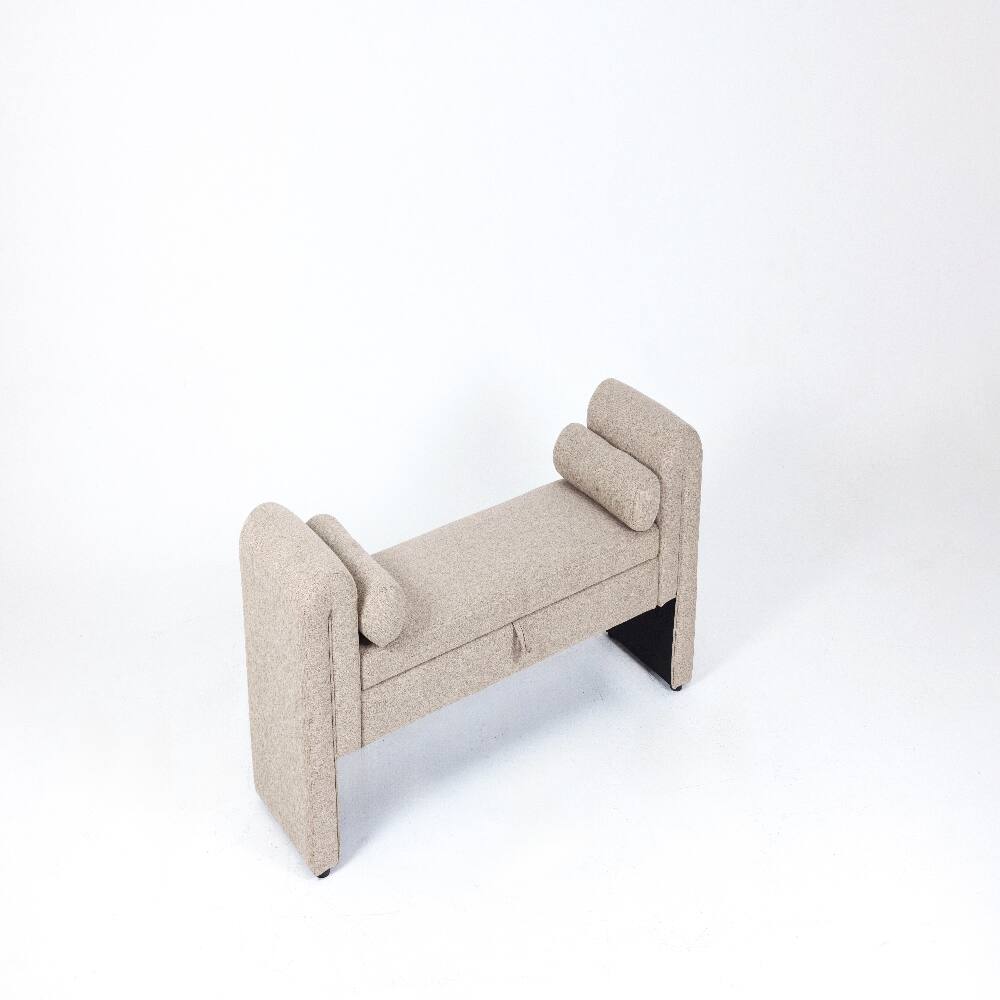 Alt View 8. Ropilly - Ropilly 60-Inch Velvet Storage Bench Extra Long Entryway Seat Oatmeal - Oatmeal.