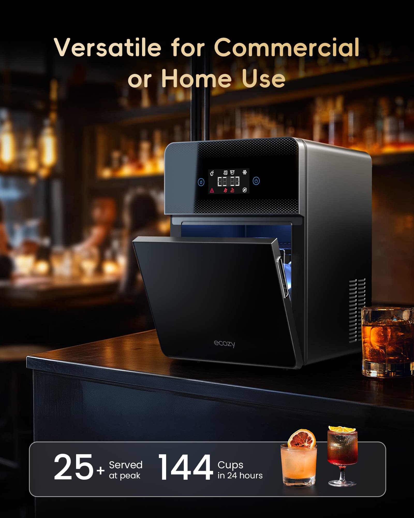 Versatile for Commercial or Home Use: 25 Served, 144 Cups in 24 hours.