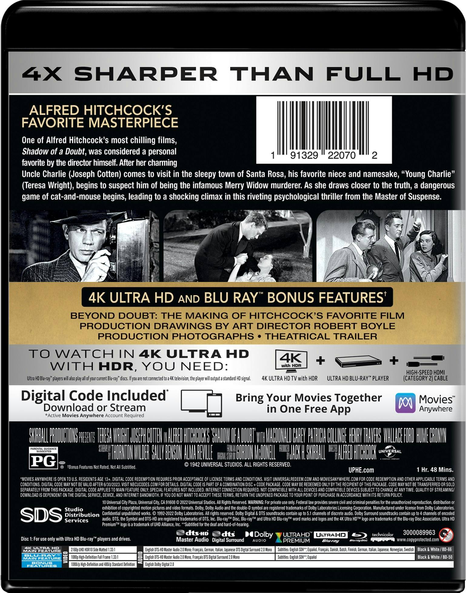 Back. Shadow of a Doubt   - 4K Blu-Ray.