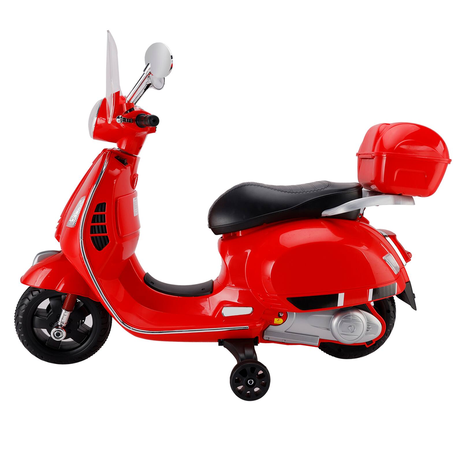 Left. Topteng - 6V Dual Drive 3-Wheel Kids Electric Motorcycle with Realistic Sounds & Storage - Ages 3-8, Red​.