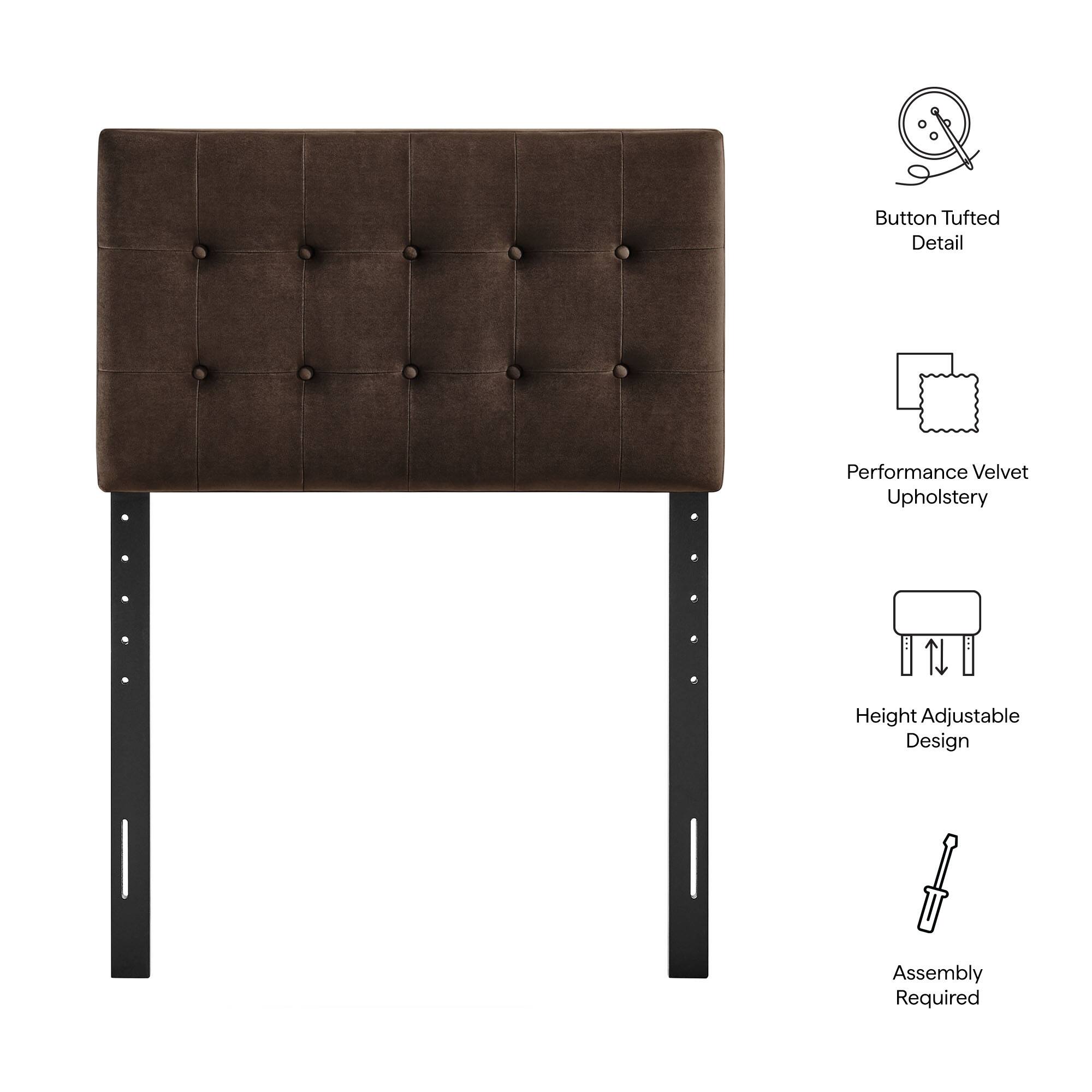 - Button Tufted Detail
- Performance Velvet Upholstery
- Height Adjustable Design
- Assembly Required