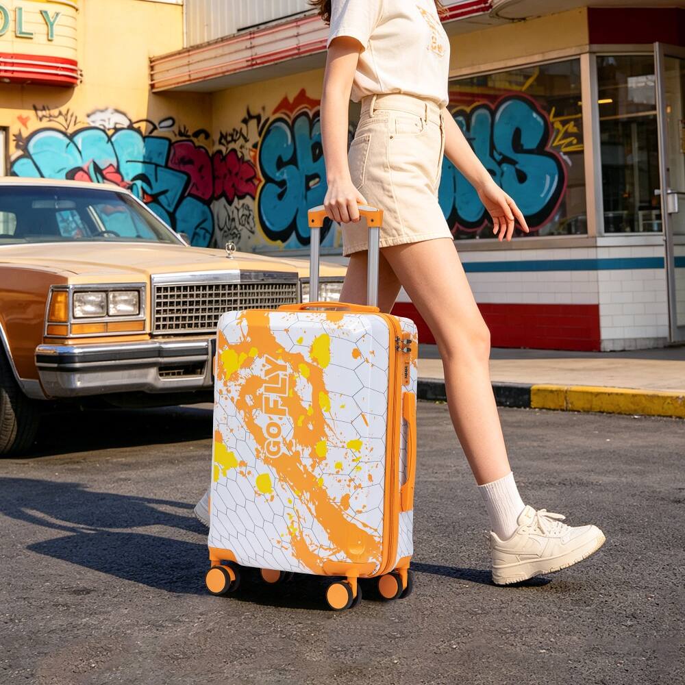 Alt View 7. Ropilly - Ropilly 3 Piece Luggage Set Orange Carry On Suitcase with Combination Lock - Orange.