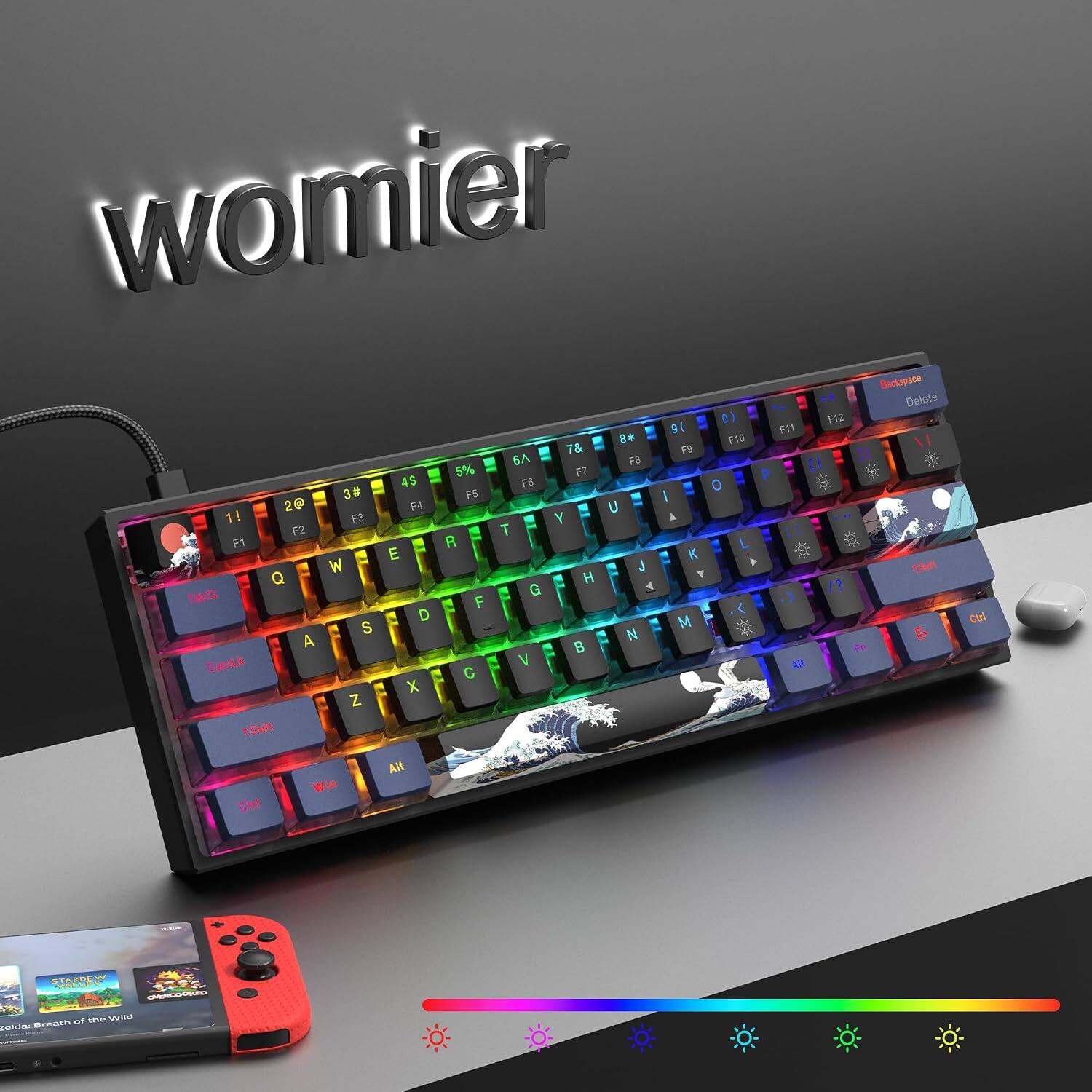 womier

1 2@ 3# 4$ 5% 6& 7* 8( 9) 0 1Shh

F1 R F2 T F3 Y F4 U F5 I F6 O F7 P F8 [ F9 ] F10 { F11 | F12 }

Q W E R T Y U I O P

A S D F G H J K L

Z X C V B N M

Alt Ctrl Win

Space

Delate