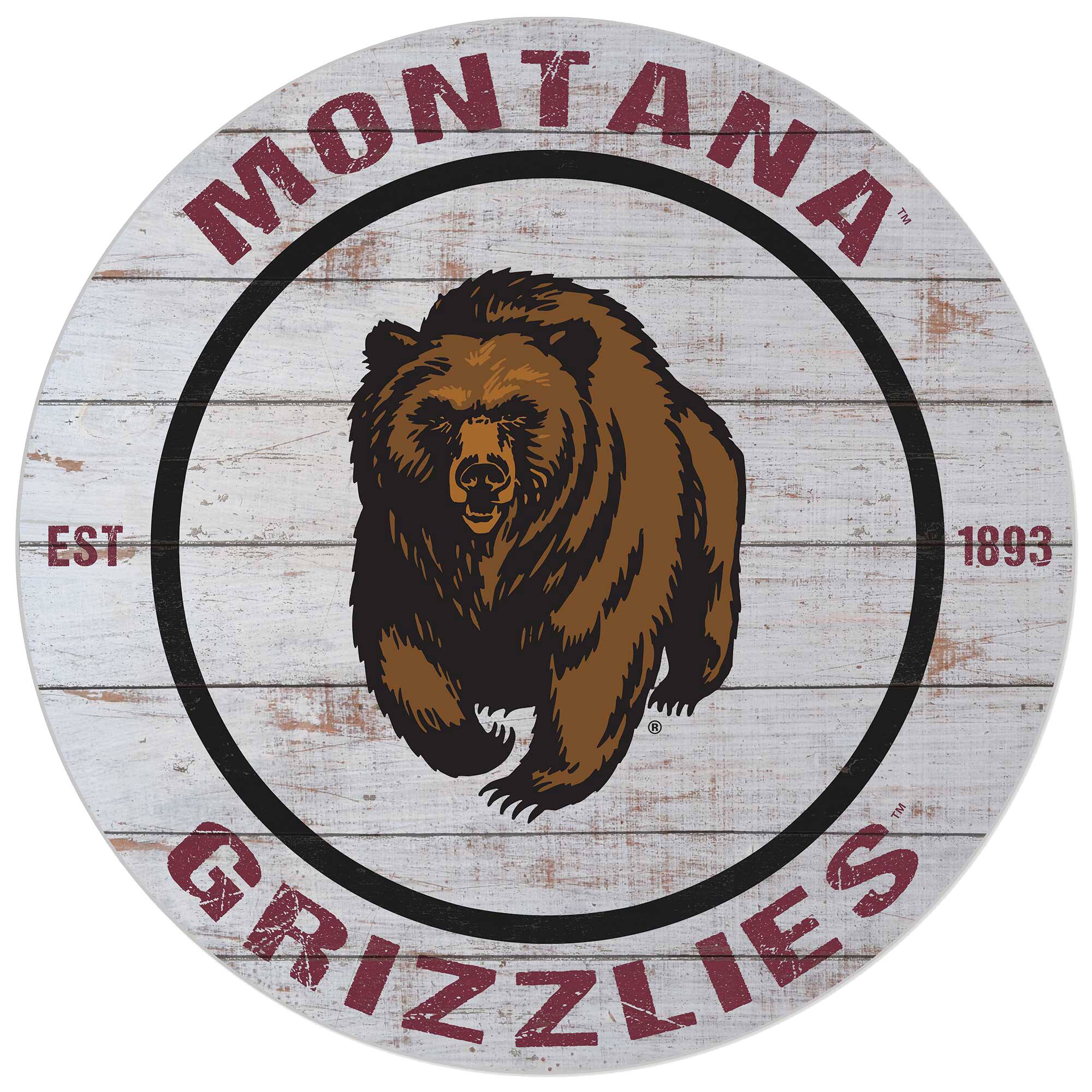 Montana Grizzlies 20'' x 20'' Indoor/Outdoor Weathered Circle Sign