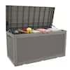 Front. Yardgrace - 100 Gal Resin Deck Box, Lockable Patio Outdoor Storage Box for Furniture, Garden Tools, Waterproof Outside Storage Boxes - brown.