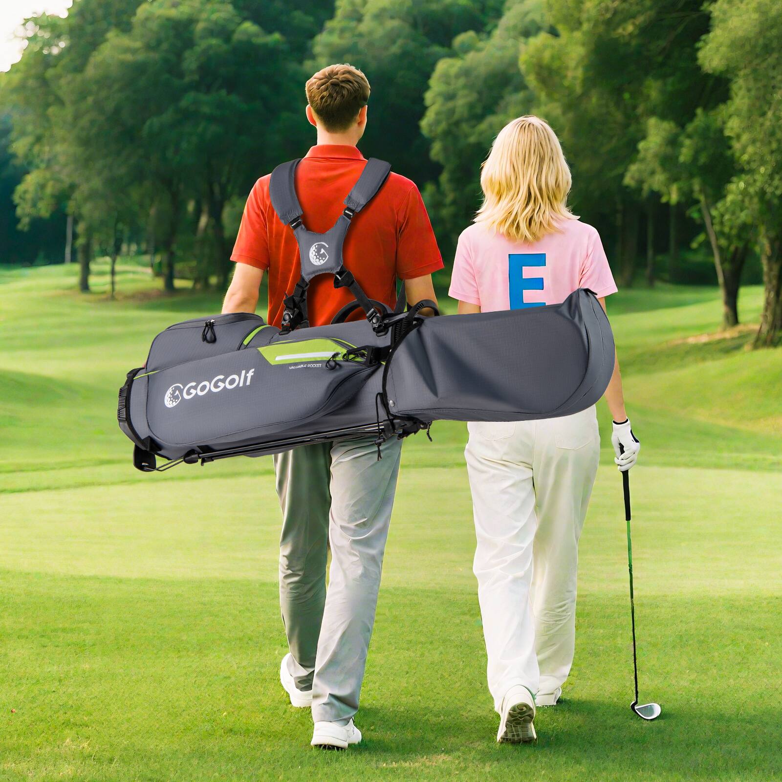 Alt View 3. Gymax - Gymax 8-Way Golf Stand Bag w/ 5 Pockets Lightweight Portable Golf Club Bag Handles Grey - Gray.