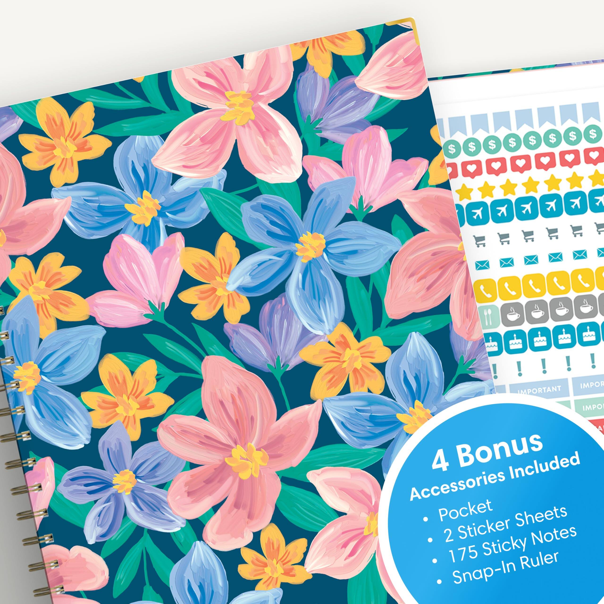 4 Bonus Accessories Included
- Pocket
- 2 Sticker Sheets
- 175 Sticky Notes
- Snap-In Ruler