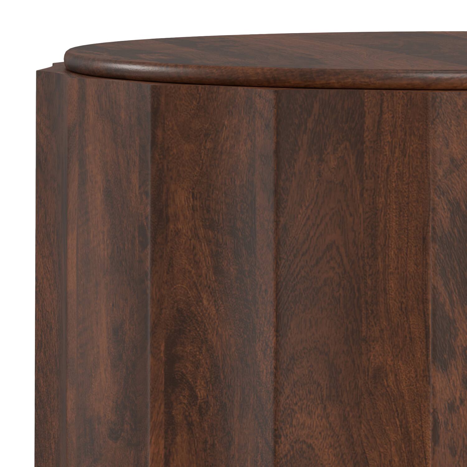 Alt View 5. Simpli Home - Trenton SOLID MANGO WOOD 32 inch Wide Round Contemporary Coffee Table in Walnut Brown, Fully Assembled - Walnut Brown.