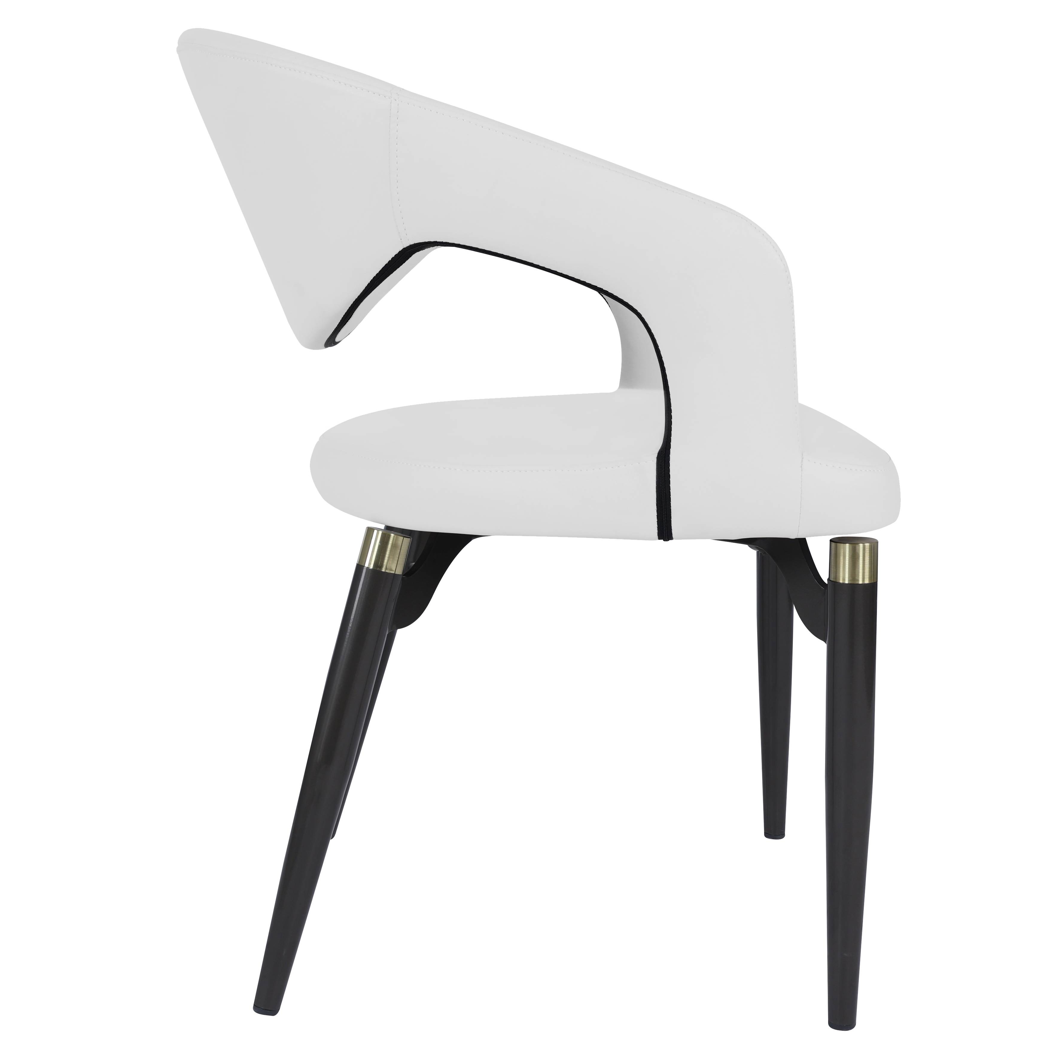 Alt View 4. LeisureMod - Entice 4-PCS Modern Upholstered Leather Kitchen & Dining Chair with Floor Glides - White.