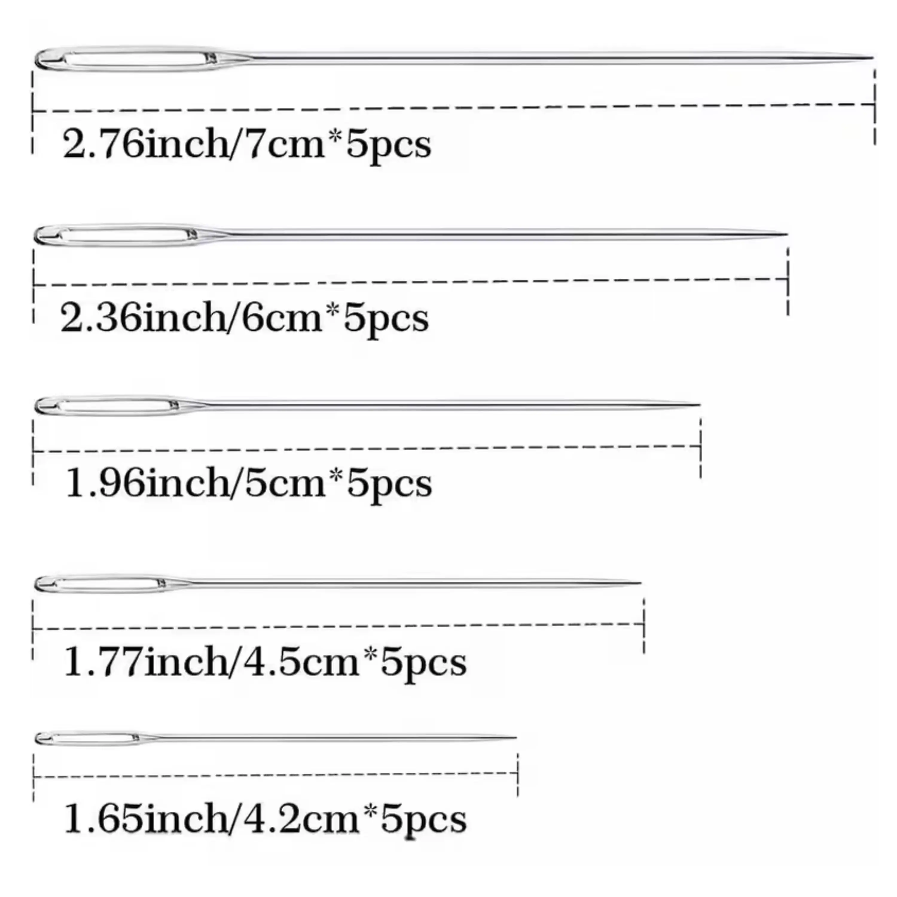 2.76 inch/7 cm * 5 pcs  
2.36 inch/6 cm * 5 pcs  
1.96 inch/5 cm * 5 pcs  
1.77 inch/4.5 cm * 5 pcs  
1.65 inch/4.2 cm * 5 pcs
