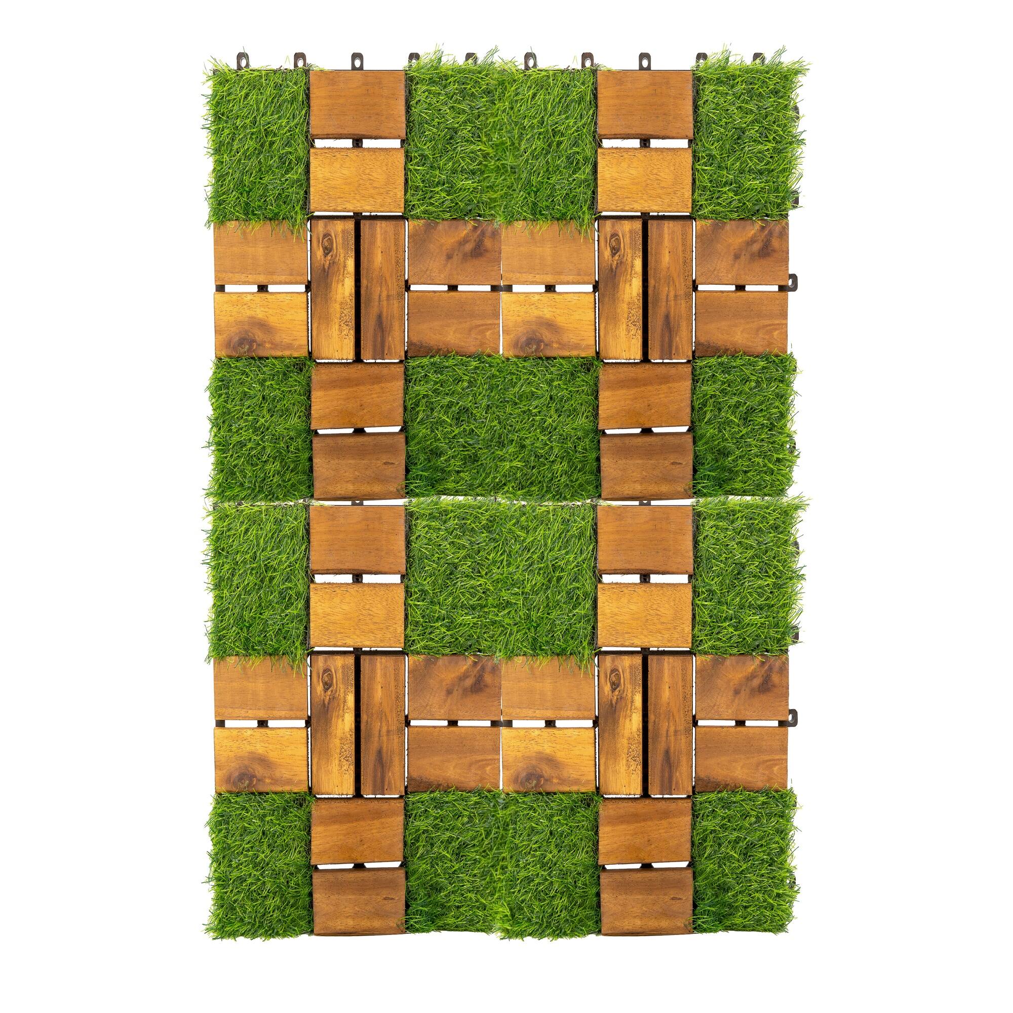 Alt View 2. Boyel Living - Acacia Wood 12x12 in Acacia Wood PP Deck Tile 30 Pack - Brown.