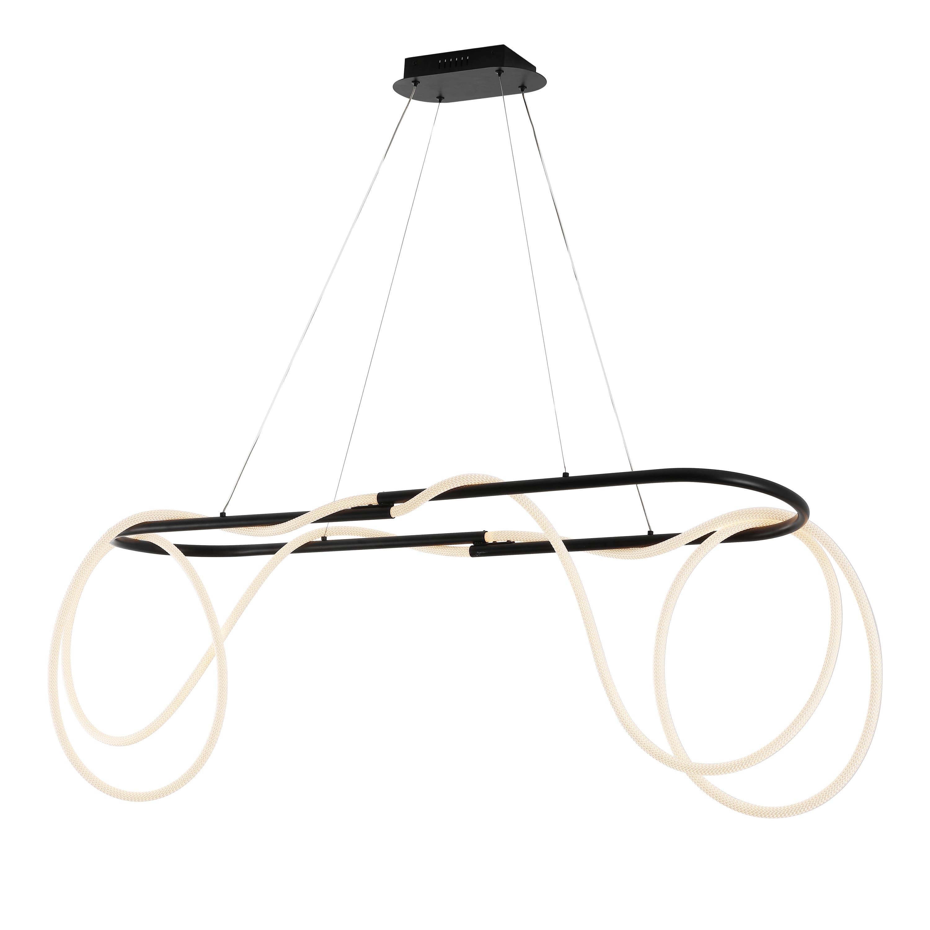"Jonathan Y - Lisette 59"" Contemporary Minimalist 360 Adjustable Silicone Rope/Metal Dimmable Integrated LED Chandelier - Black" price history on PriceWatchPro