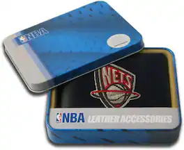 Rico Industries - New Jersey Nets (Brooklyn Throwback) Embroidered Black Leather Passcase Bifold Wallet - Multi