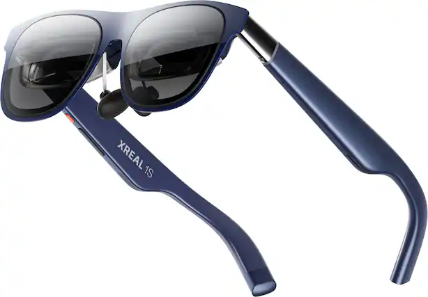 Front. XREAL - 1S AR Glasses w/X1 Chip, 52-Degree FOV 120Hz Display w/Sound by Bose for iPhone 17/16/15, Steam, ROG, Mac/PC/Android/iOS - Black.