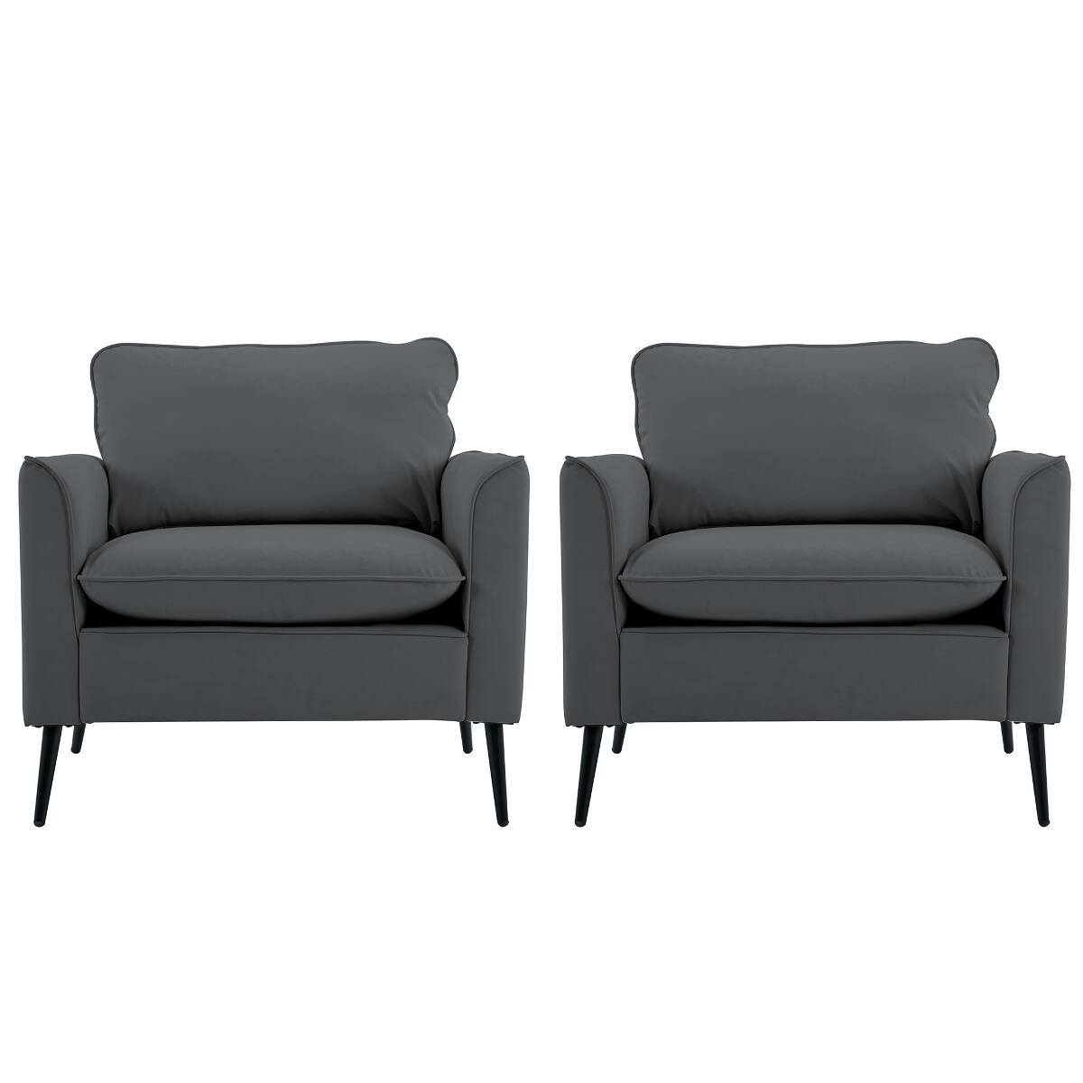 Ropilly Light Gray Faux Leather Accent Chair Set, Modern Nordic Retro ...