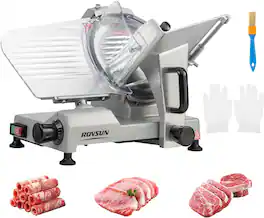 Winado - 10 inch Commercial Meat Slicer, Electric Food Slicer ETL Certified, 240W Frozen Meat Deli Slicer, 0-12mm Adjustable - Silver
