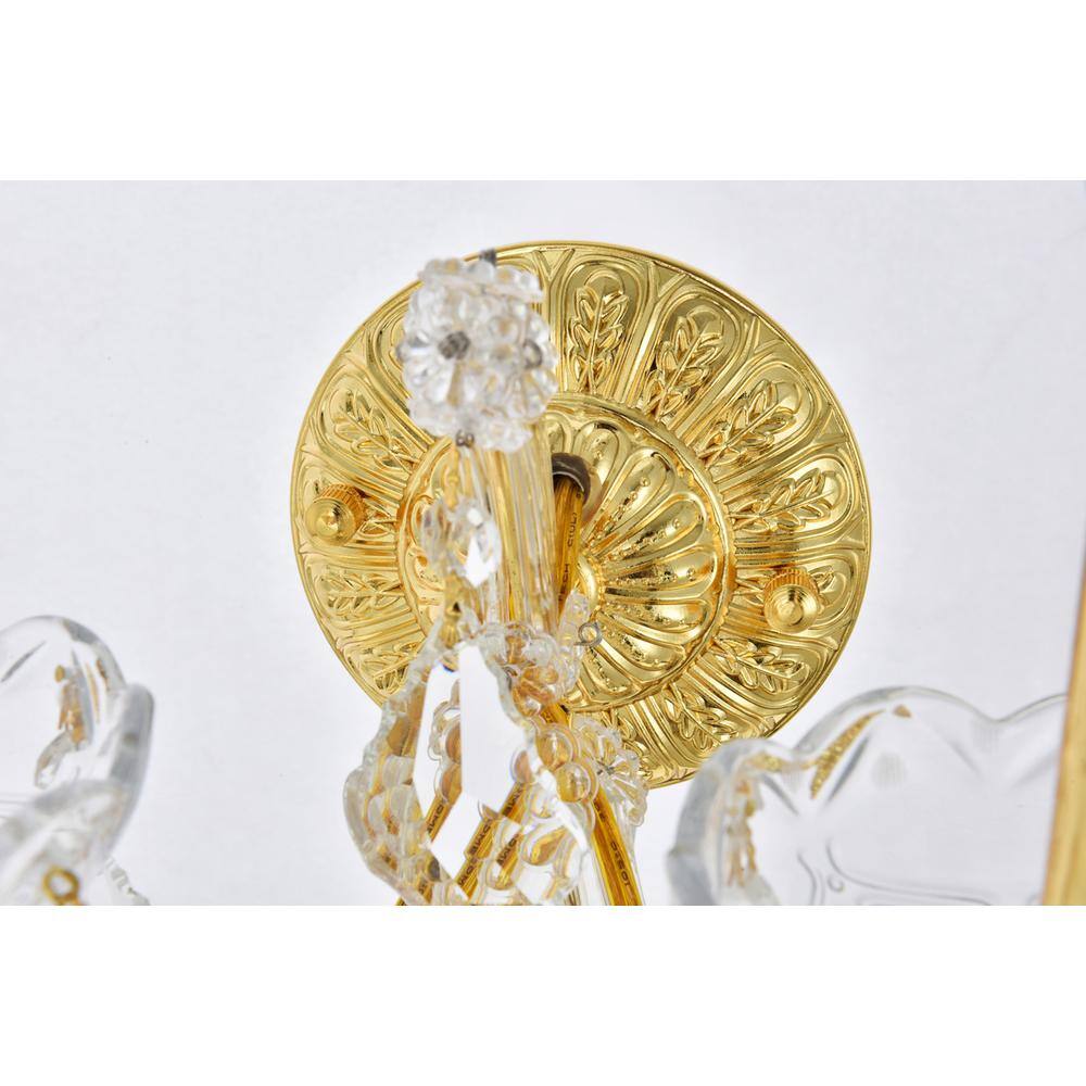 Alt View 1. Elegant Lighting - Maria Theresa 2 light Gold Wall Sconce Clear Royal Cut Crystal - Gold.