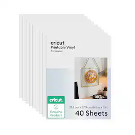 Cricut - Printable Vinyl Sheets - 8.5 x 11 in, 40 Count, Transparent