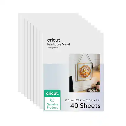 cricut.
Printable Vinyl
Transparent
21.6 cm x 27.9 cm / 8.5 in x 11 in
40 Sheets
Genuine Product