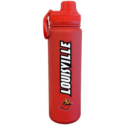 Front. The Fanatic Group - Red Louisville Cardinals 24oz. Logo Stainless Sport Bottle - Red.