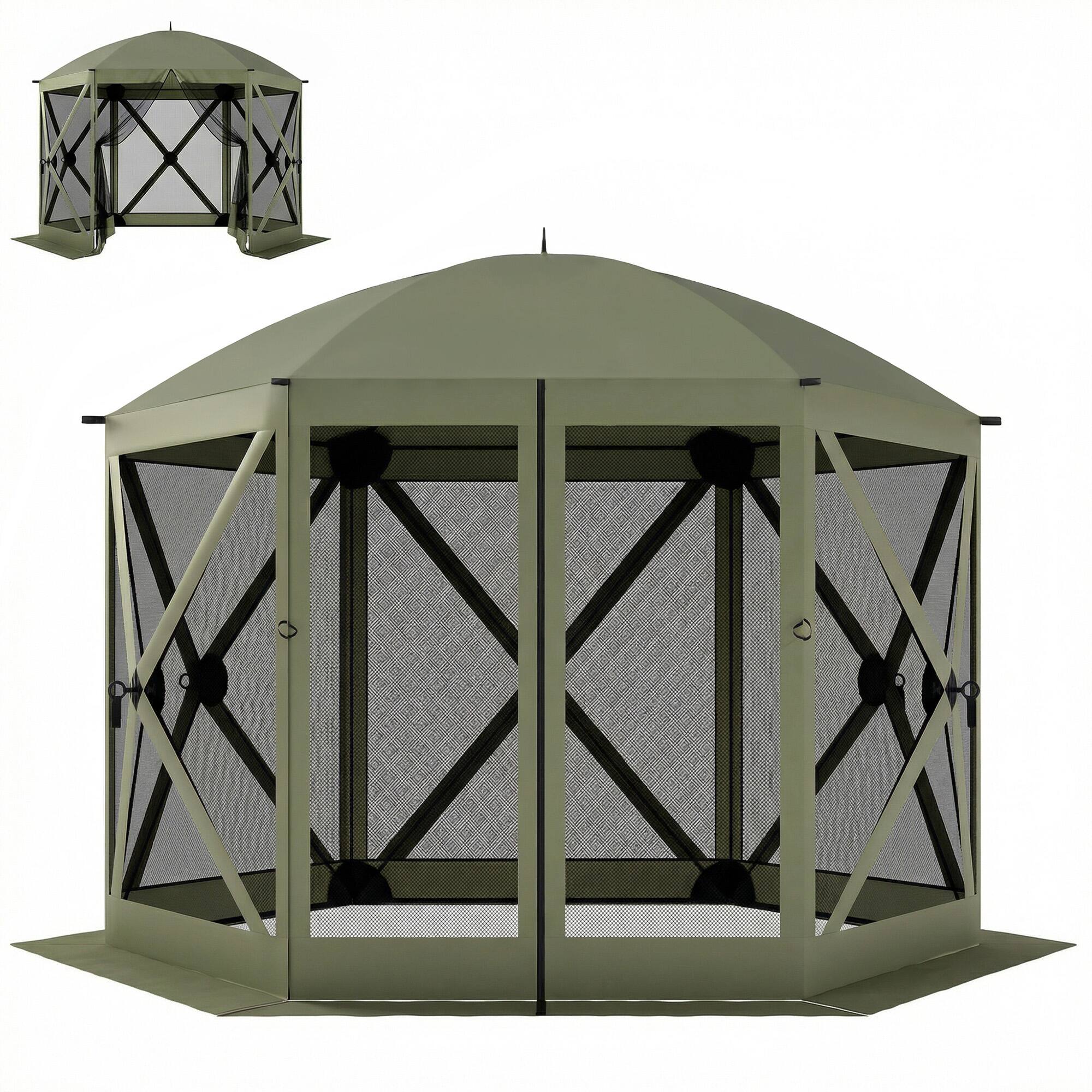 Outsunny - x 11 ft Pop Up Gazebo Screen Tent, Portable Instant Camping Canopy Screen House with Nettings, Carry Bag