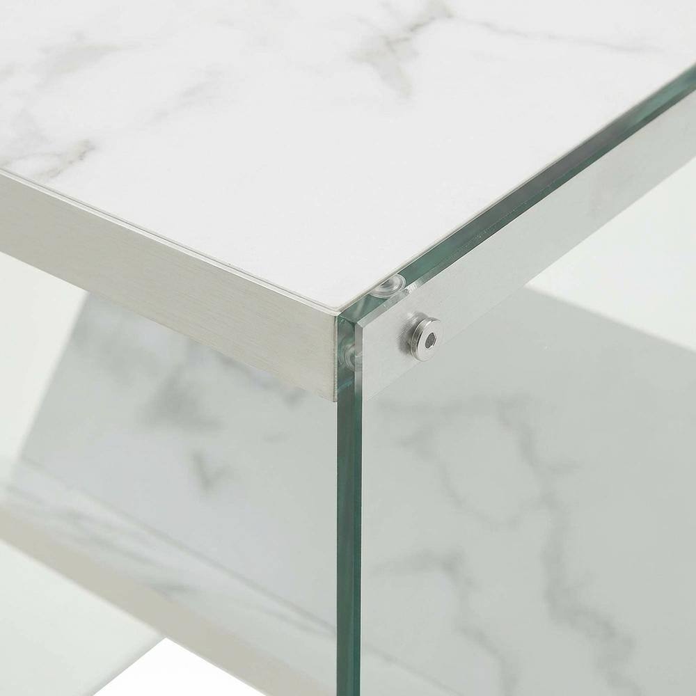Alt View 3. FurniFact - Wooden End Table with Durable Finish and Modern Design - White.