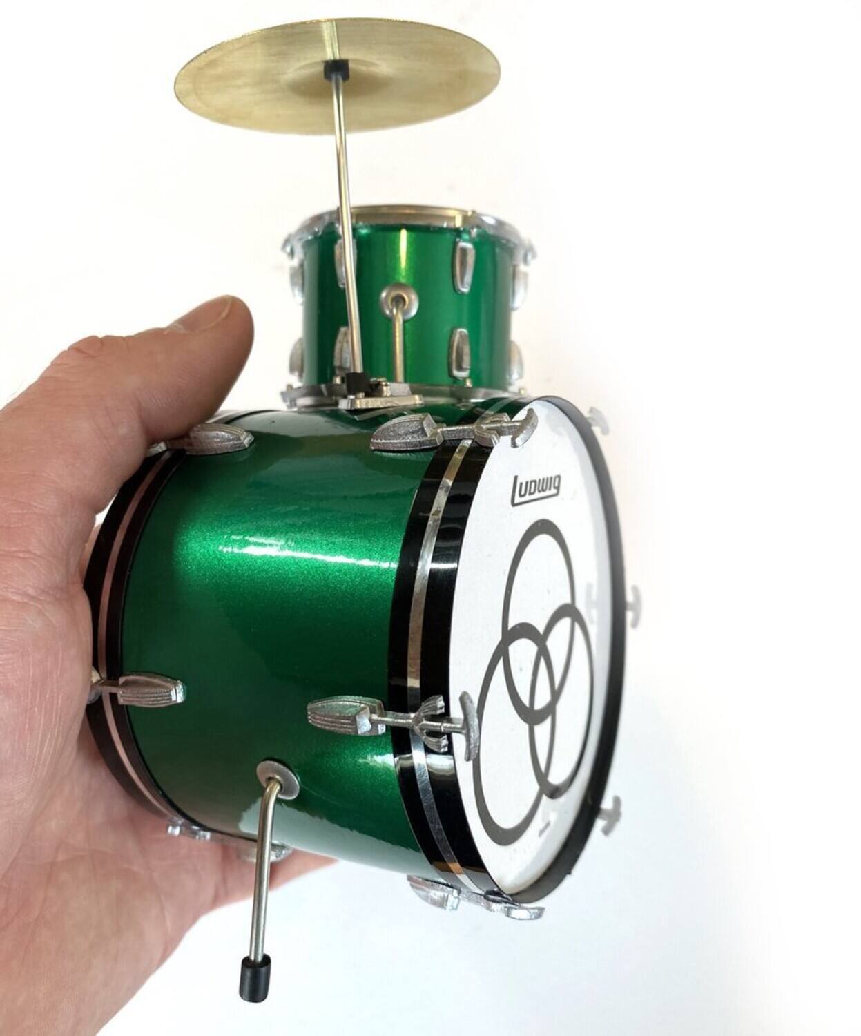 Alt View 2. Axe Heaven - John Bonham - Axe Heaven Green Sparkle Ludwig Mini Drum Kit Replica Collectible JB-501   - Collectibles - Multicolor.