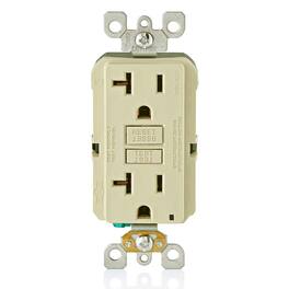 Leviton - GFCI Outlet 20 Amp Self-Test Non-Tamper-Resistant with LED Indicator GFNT2-I - Ivory