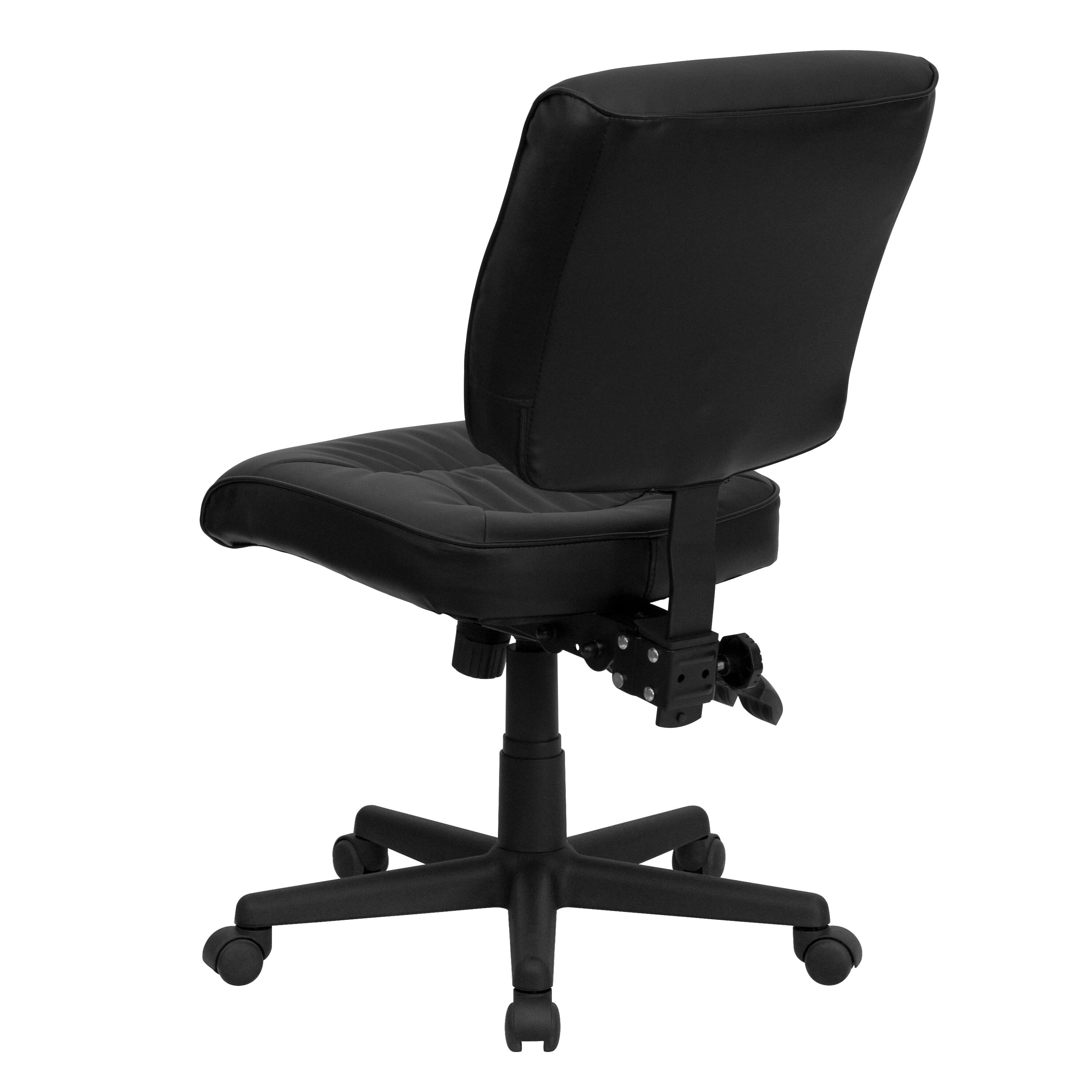 Alt View 5. Emma + Oliver - Mid-Back Leather Multifunction Swivel Ergonomic Task Office Chair - Black.