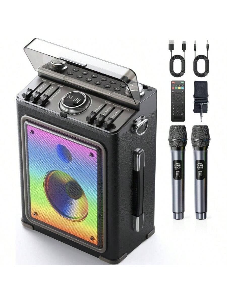 Stamp n Camp - Enhanced Sound Quality Professional Speaker Karaoke with Wireless, Professional - For Home, Outdoor - Black