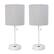 Angle. Limelights - Stick Lamp with USB charging port and Fabric Shade 2 Pack Set - White/Gray.