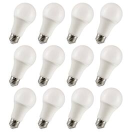VIRIBRIGHT - 60-Watt EQ 9W A19 E26 Dimmable 810lm T20 LED Light Bulb, 2700K (12-Pack) - White