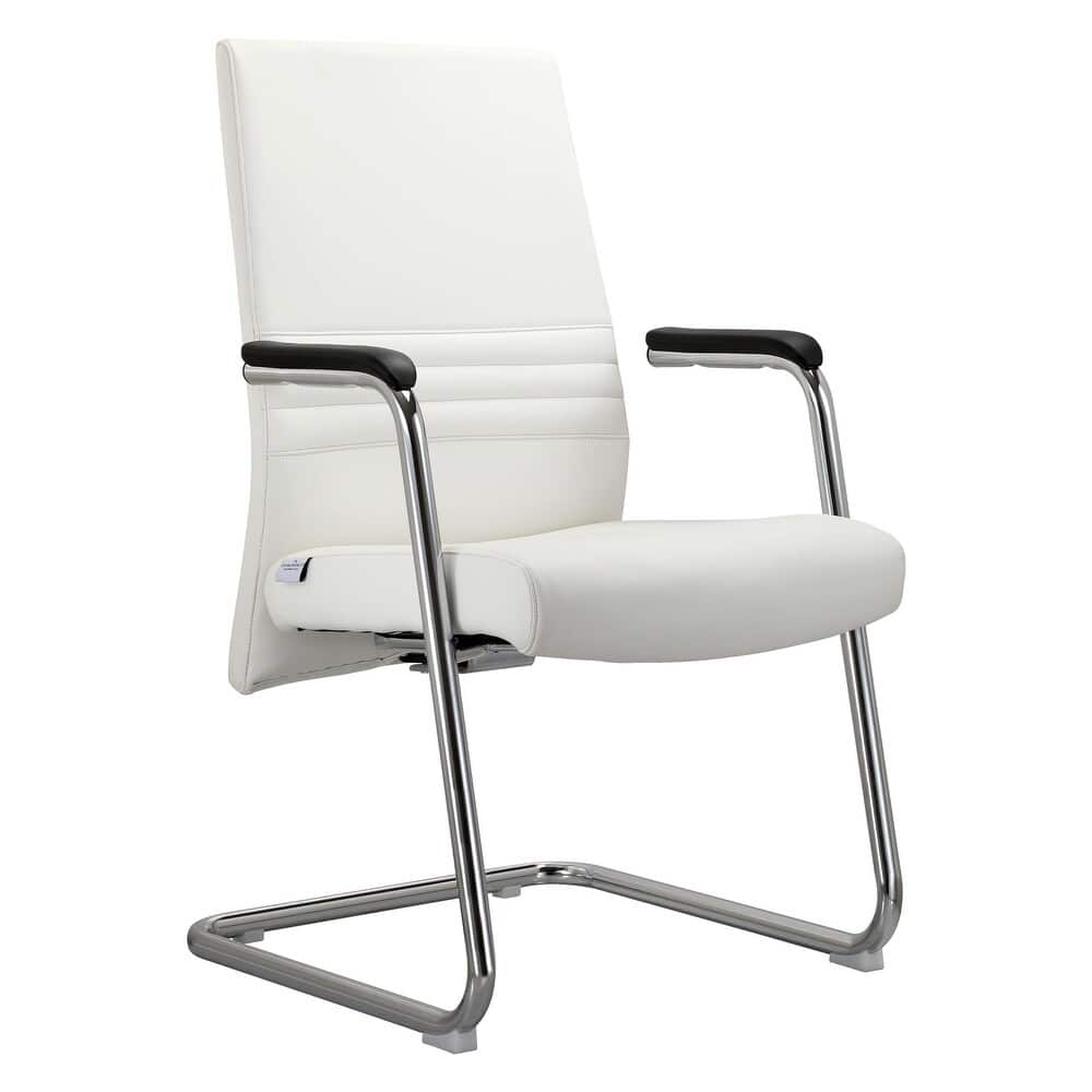 LeisureMod - Aleen Office Chair in Upholstered Leather and Iron Frame Comfortable Ergonomic Chair for Home Office, and Workspace - White