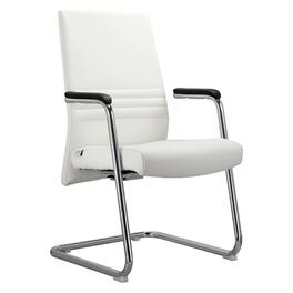 LeisureMod - Aleen Office Chair in Upholstered Leather and Iron Frame Comfortable Ergonomic Chair for Home Office, and Workspace - White