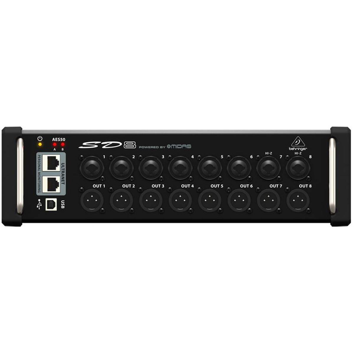 PERSONAL AES SD POWERED BY OMIDAS

a. 1 2 3 4 - ULTRANET OUT 1 OUT 2 OUT 3 OUT 4 5 OUT 5 6 OUT 5 HE-2 7 OUT 7  
b. behringer HE-2 OUT 8 USB