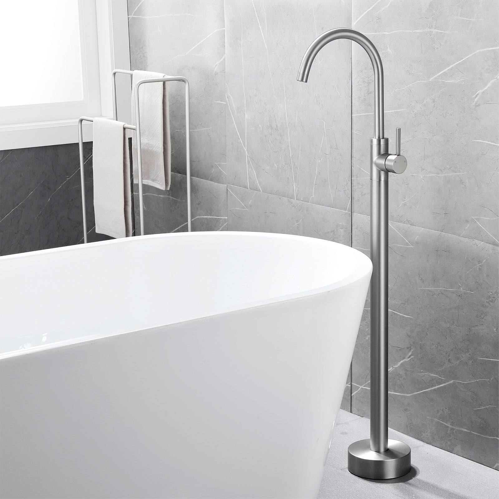 Alt View 1. Boyel Living - Brushed Gold Bathtub Faucet 2-Function Brass Pressure Balance Valve 3-Function Hand Shower 1.5m SUS304 Hose - Brushed Nickel.