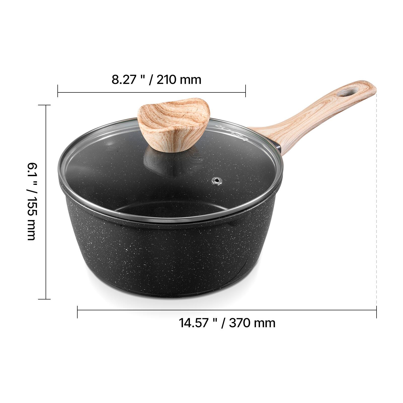 8.27" / 210 mm  
6.1" / 155 mm  
14.57" / 370 mm