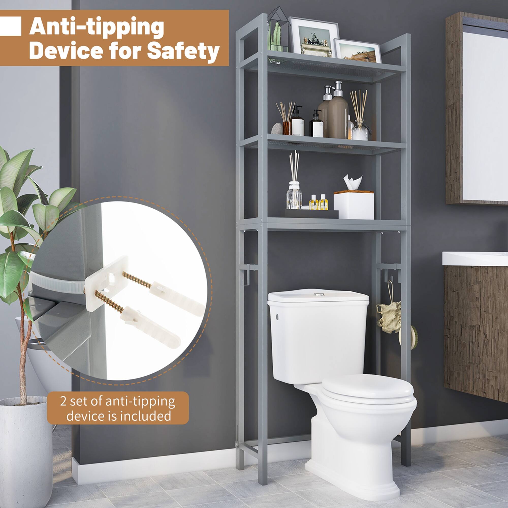 Anti-tipping Device for Safety
2 set of anti-tipping device is included