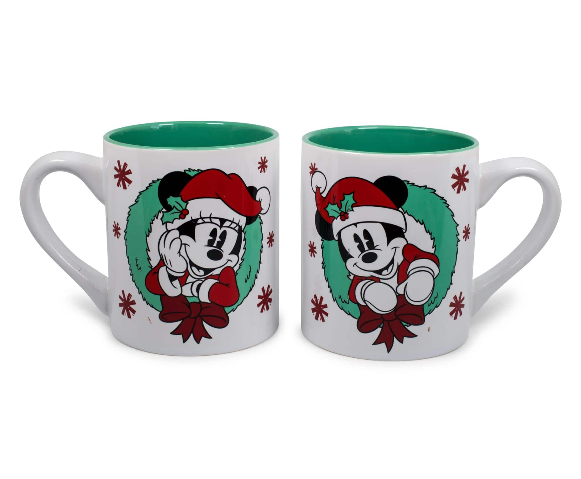 Disney - Mickey and Minnie Mouse Holiday Mugs, Set of 2 | Each Holds 14 Ounces - Red