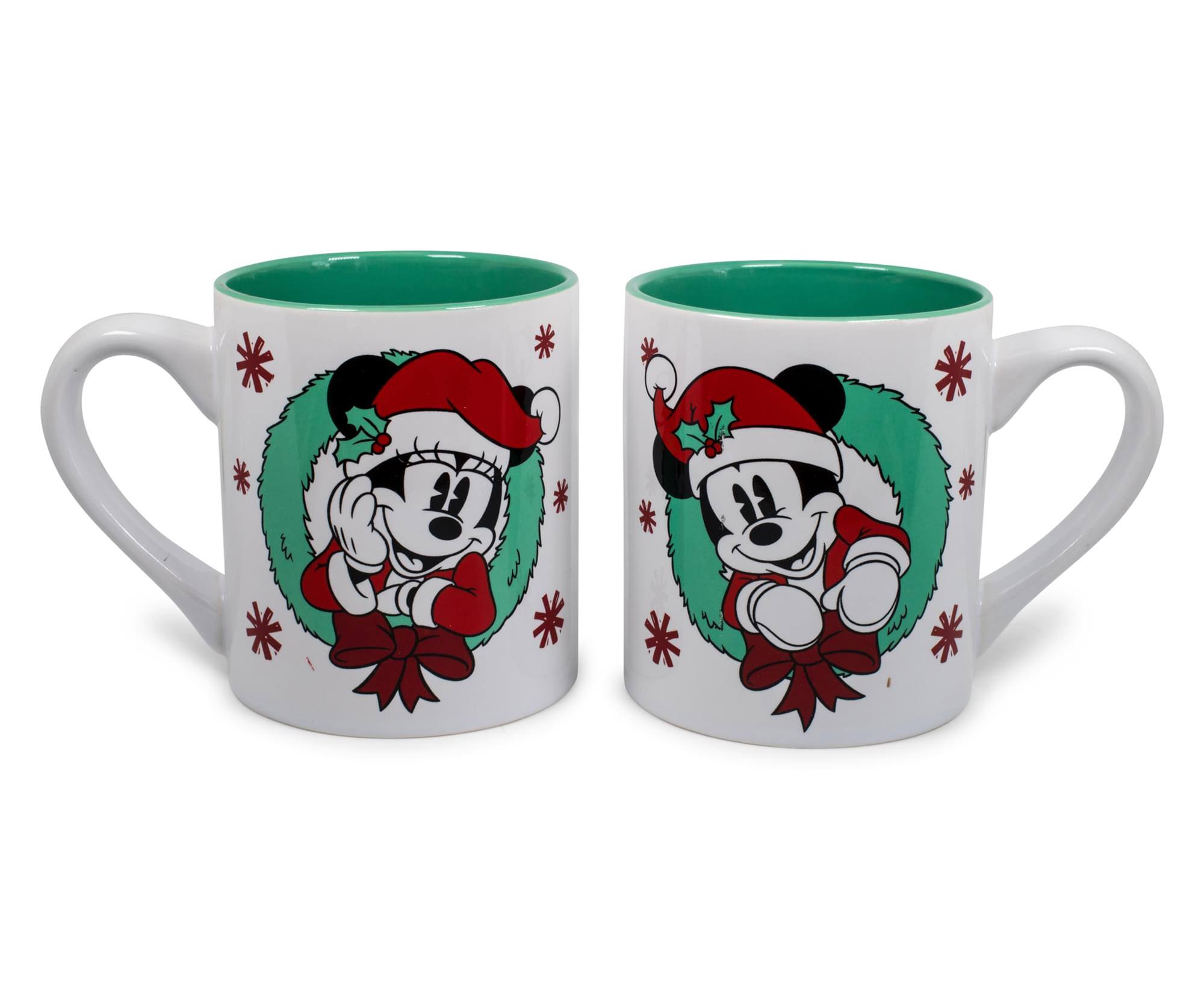 Disney - Mickey and Minnie Mouse Holiday Mugs, Set of 2 | Each Holds 14 Ounces - Red