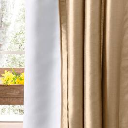 Ellis Curtain - Luna Faux-Silk Rod Pocket/Back Tab Tailored Pairs - 100x84" Taupe - Light beige