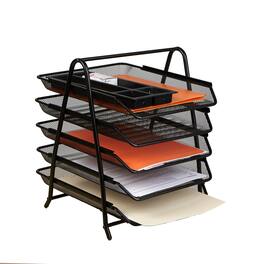 Mind Reader - Desk Organizer with 5 Sliding Trays - Black