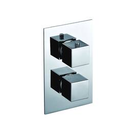 Alfi - Polished Chrome Square Knob 1 Way Thermostatic Shower Mixer - Silver